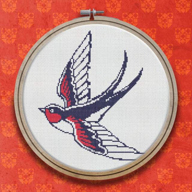 Swallow Tattoo cross stitch pattern