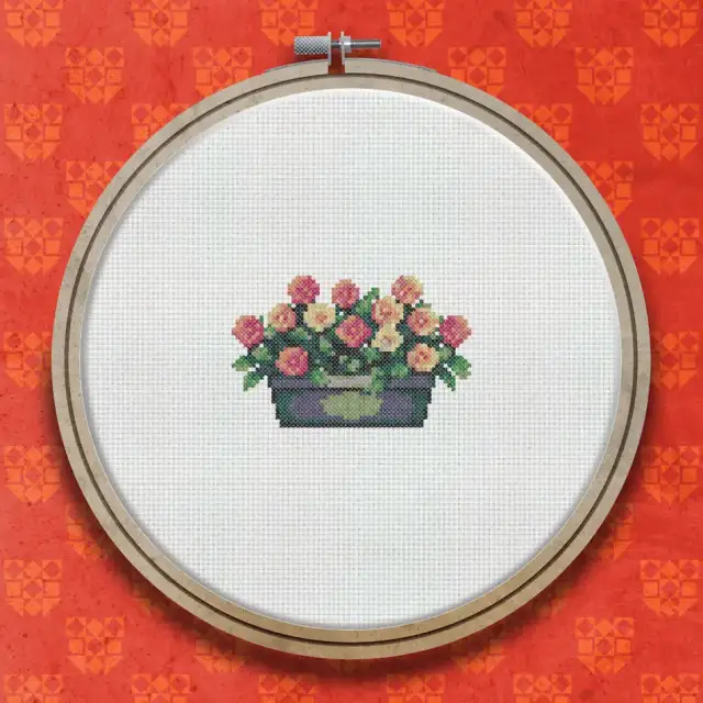 Spring Flowers In A Trough cross stitch pattern
