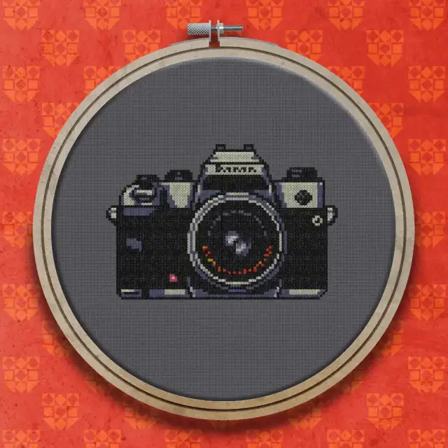 Vintage SLR Film Camera cross stitch pattern