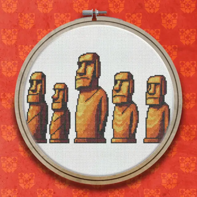 Easter Island Heads cross stitch pattern