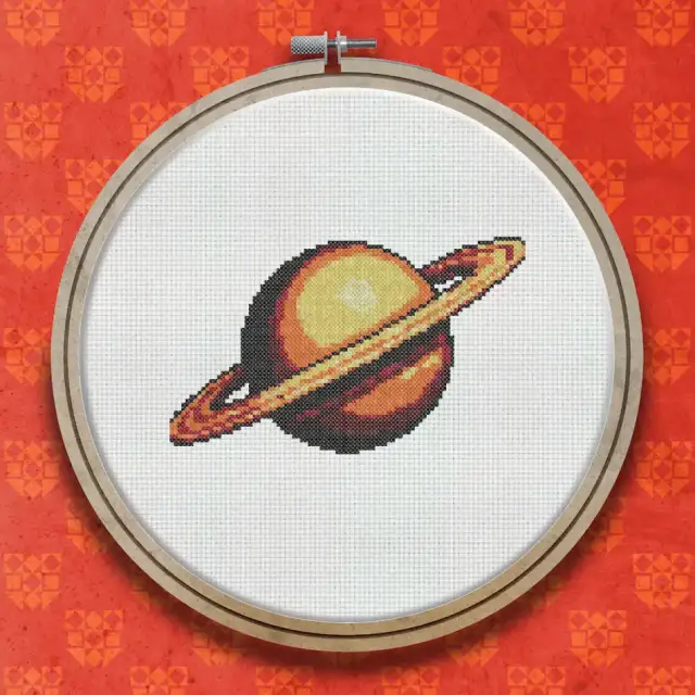 Saturn cross stitch pattern