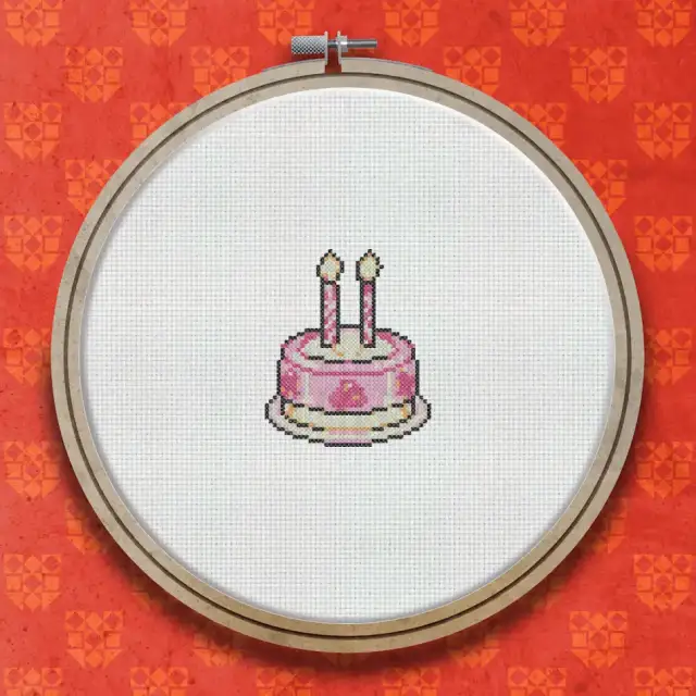 Birthday Cake 2 Candles cross stitch pattern
