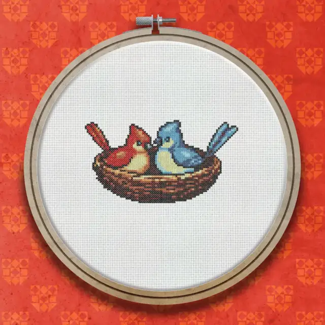 Birds In A Nest cross stitch pattern