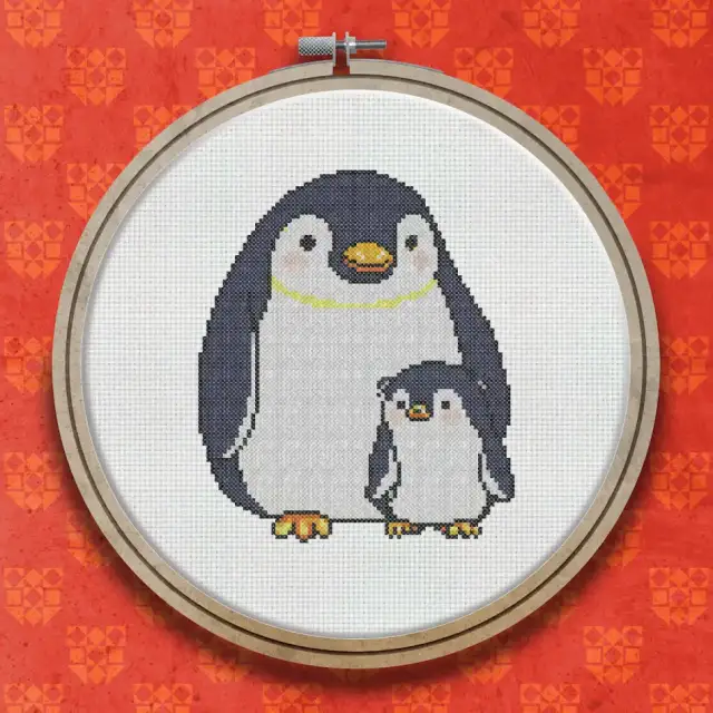 Penguins cross stitch pattern