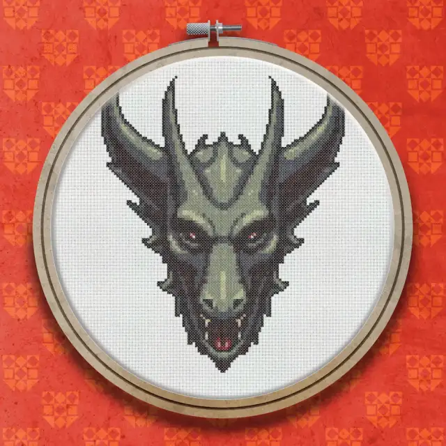 Purple Gargoyle Face cross stitch pattern