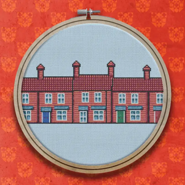 Row Of Terraced Houses cross stitch pattern