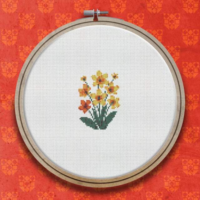 Orange Spring Flowers cross stitch pattern