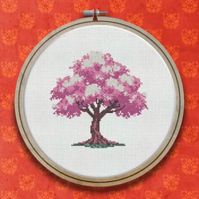 Cherry Tree In Blossom cross stitch pattern