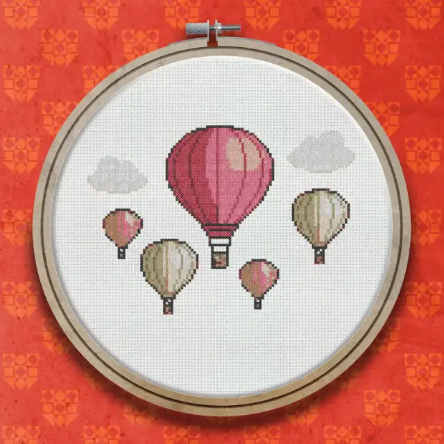 Hot Air Balloons In Flight cross stitch pattern