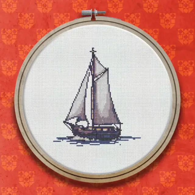 Yacht At Sea cross stitch pattern