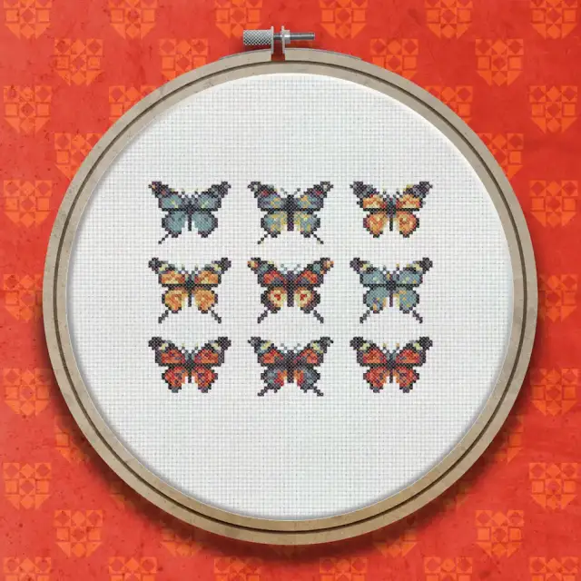 Nine Butterflies cross stitch pattern