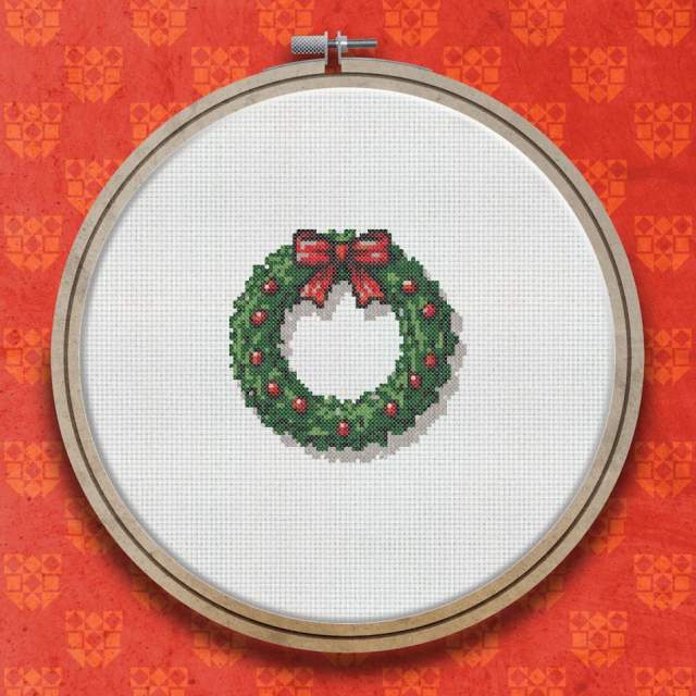 Door Wreath cross stitch pattern
