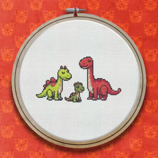 Dinosaur Family cross stitch pattern