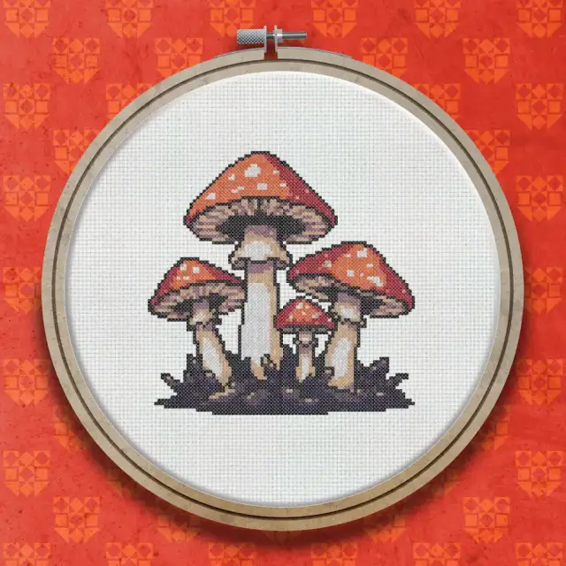 Toadstools in the Undergrowth cross stitch pattern