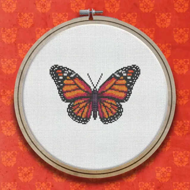 Orange Monarch Butterfly cross stitch pattern