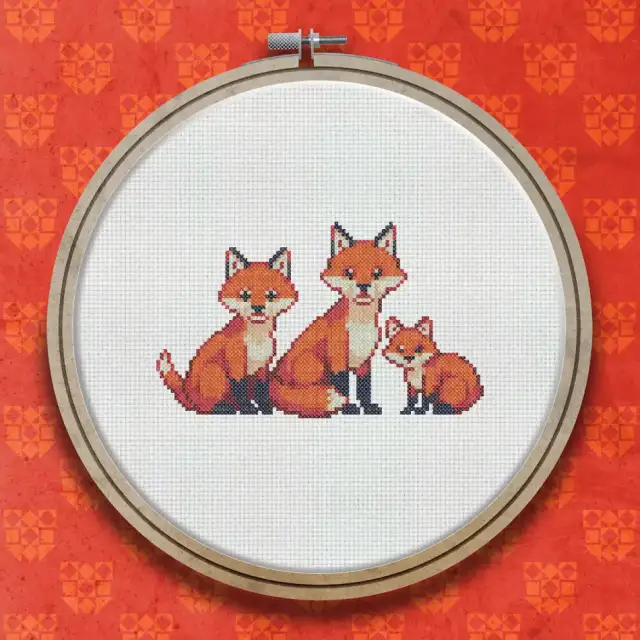Family Of Foxes cross stitch pattern