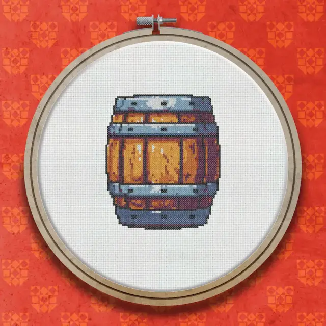 Wooden Barrel cross stitch pattern