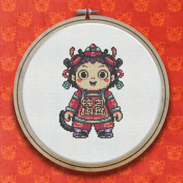 Spring Festival Child cross stitch pattern