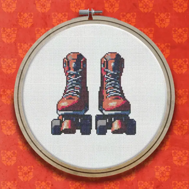 Rollerskates cross stitch pattern