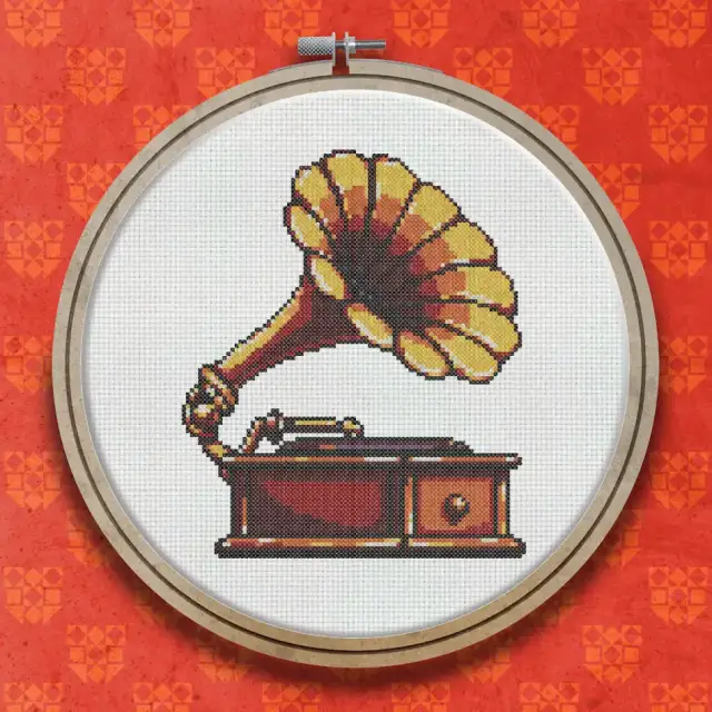 Vintage Gramophone cross stitch pattern
