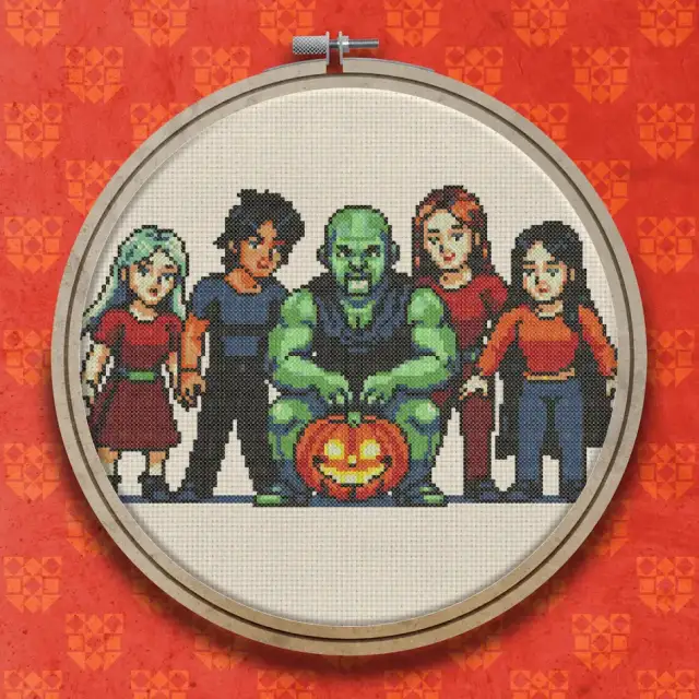 Green Ogre and Friends cross stitch pattern