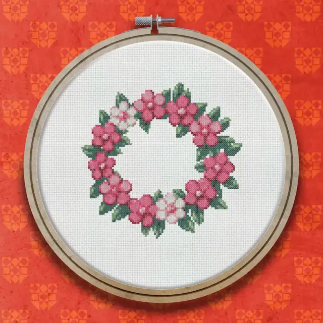 Spring Wreath cross stitch pattern