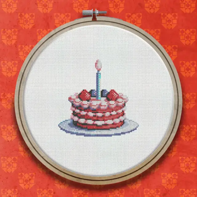 Birthday Cake cross stitch pattern
