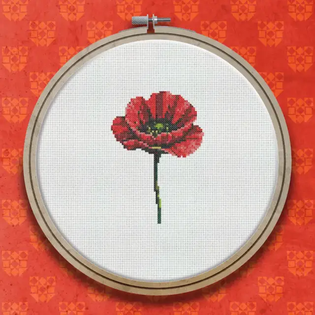 Poppy cross stitch pattern