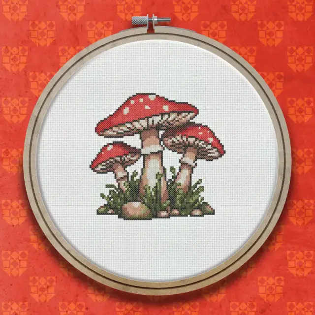 Spotted Toadstool Cluster cross stitch pattern