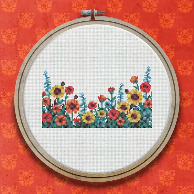 Border Of Flowers cross stitch pattern