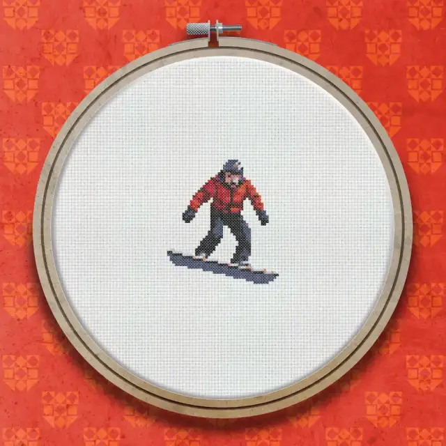 Snowboarder cross stitch pattern
