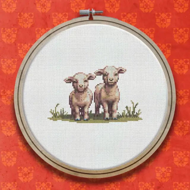 Spring Lambs cross stitch pattern
