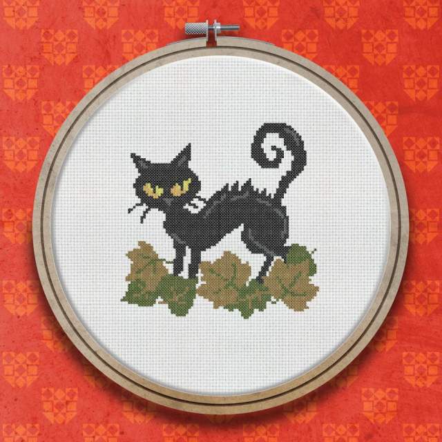 Halloween Cat cross stitch pattern