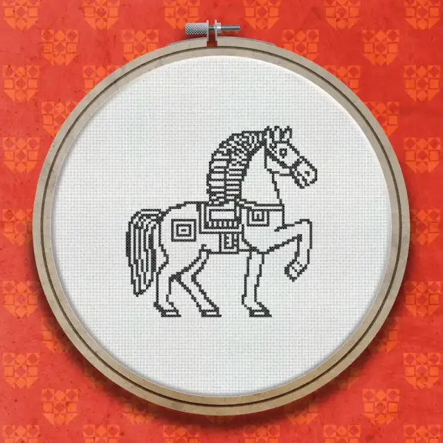 Horse Woodcut cross stitch pattern