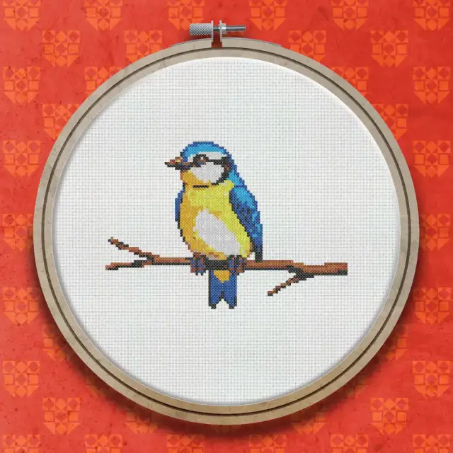 Blue Tit cross stitch pattern