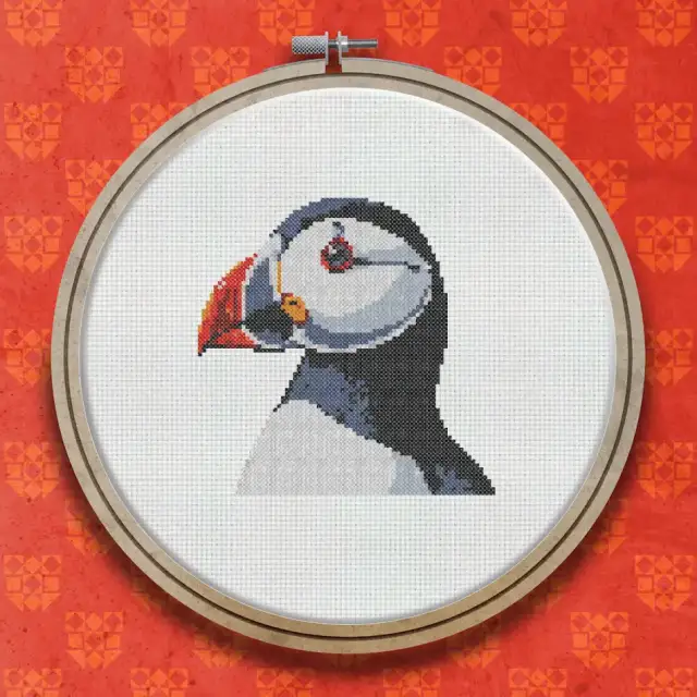 Puffin cross stitch pattern