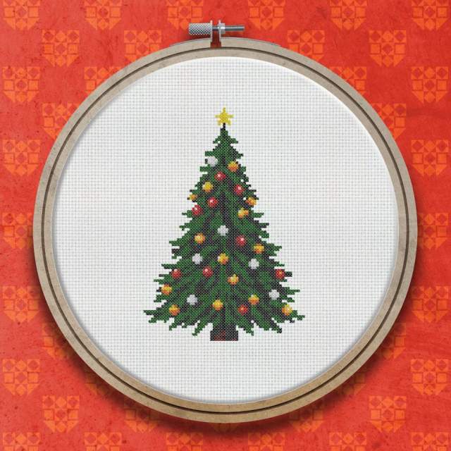 Decorated Christmas Tree cross stitch pattern
