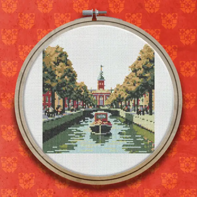 Canal Boat cross stitch pattern