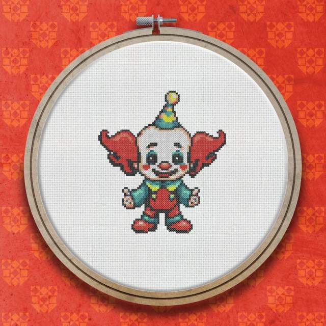Cute Clown cross stitch pattern