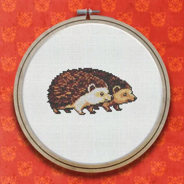 Autumn Hedgehog cross stitch pattern