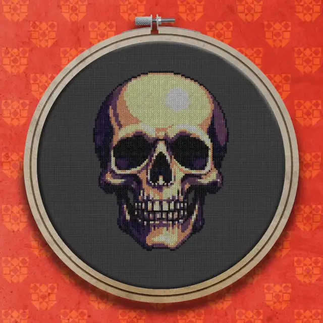 Front-Facing Human Skull cross stitch pattern