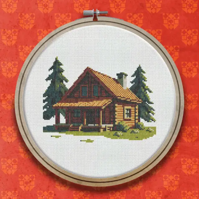 Log Cabin cross stitch pattern