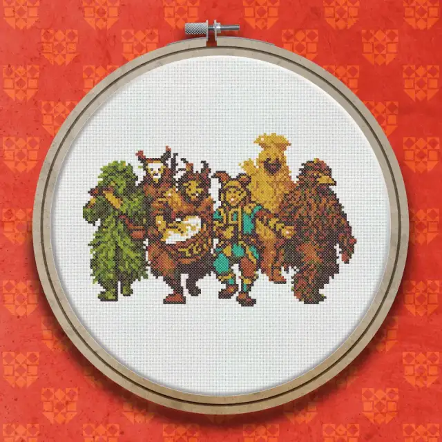 Medieval Mummers cross stitch pattern