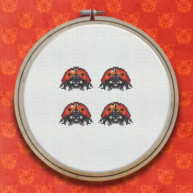 Four Ladybirds cross stitch pattern