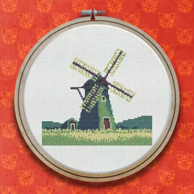 Windmill cross stitch pattern