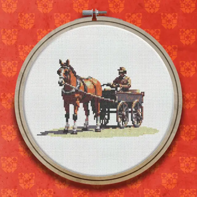 Horse And Cart cross stitch pattern