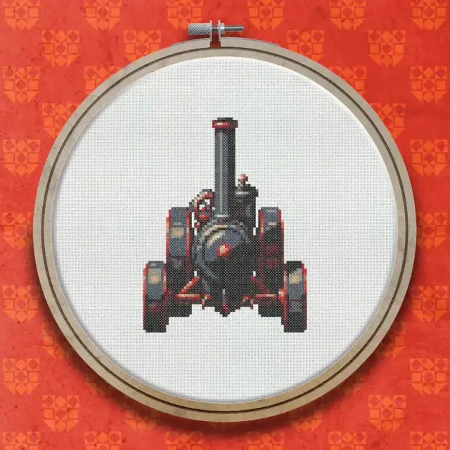 Traction Engine cross stitch pattern