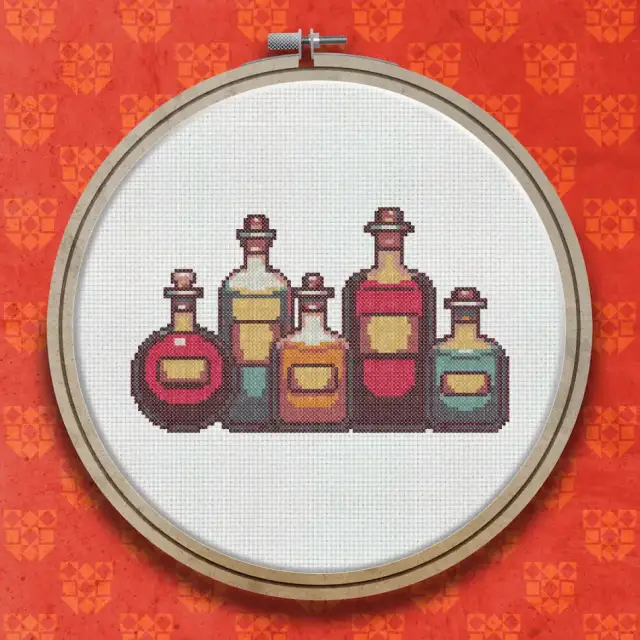 Bottles Of Potion cross stitch pattern