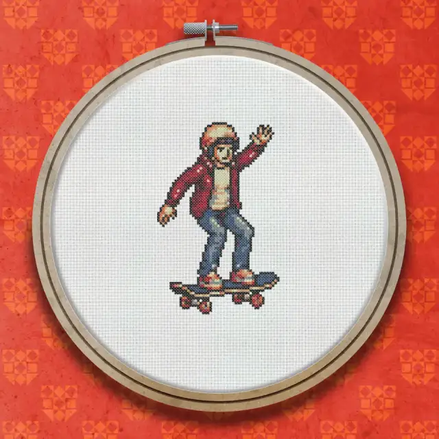 Skateboarder cross stitch pattern