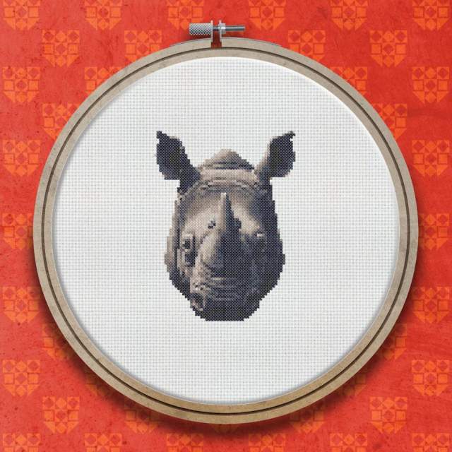 Rhinoceros cross stitch pattern